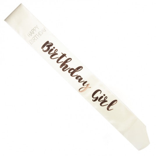Birthday Sash - Rose Gold & White