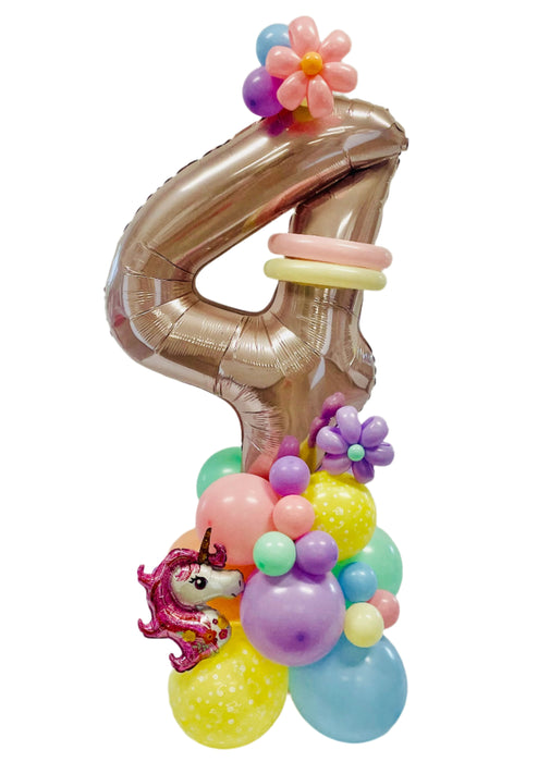 Unicorn Themed Balloon Bouquet/Base- Choose Your Age