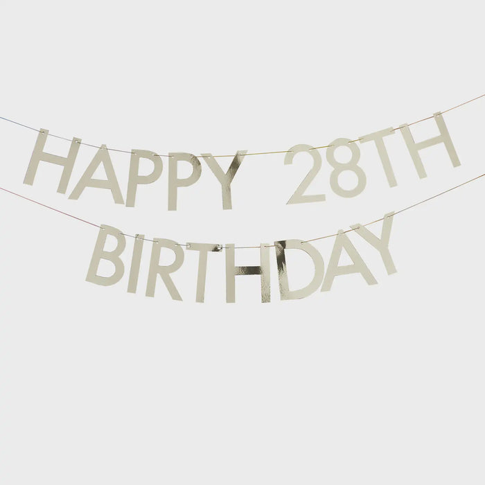 Custom Age Happy Birthday Banner - Gold