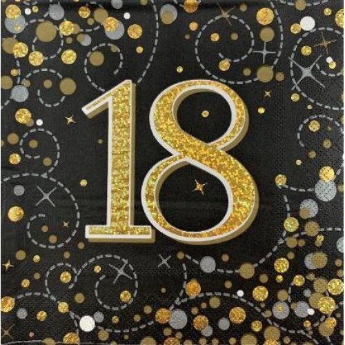 18th Napkins | Black & Gold