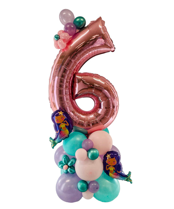Mermaid Themed Number Balloon Base - Choose Your Age