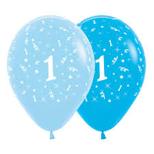 1st Birthday Balloons Blue - Single or Pack - Helium Filled - Flat