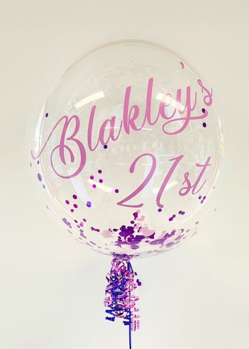 Custom Purple Birthday Confetti Bubble Balloon - Choose Your Colours