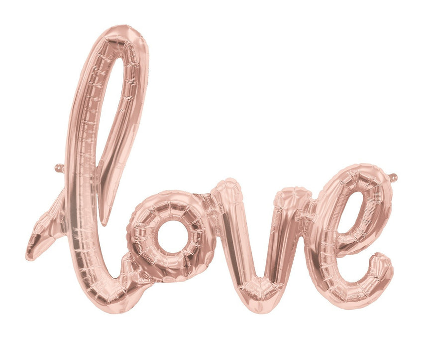 Love Balloon Rose Gold Script - Air Fill Only