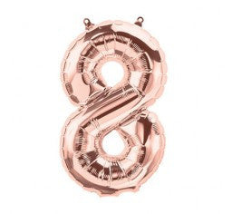 Small Number Balloon 8 - Rose Gold - Air filled only