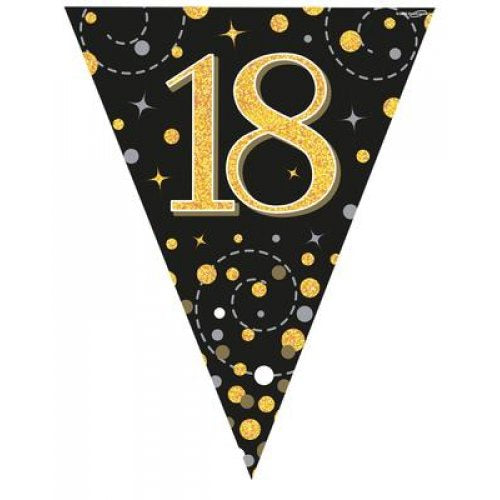Black & Gold Sparkling Bunting | 18th