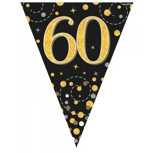 Black & Gold Sparkling Bunting | 60th