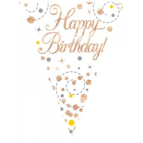 Rose Gold Sparkling Bunting | Happy Birthday