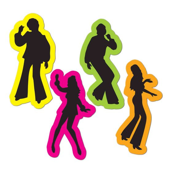 Retro Disco Silhouettes Cutouts Pk 4