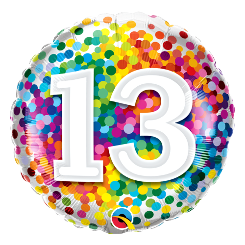 13th Birthday Balloon Confetti / Flat - Helium Filled - Bouquet