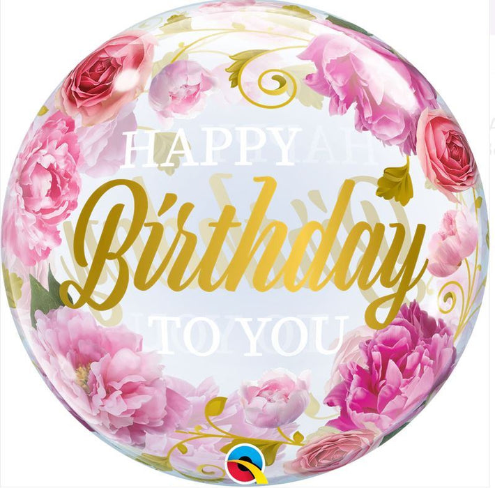 Happy Birthday Bubble Balloon - Flowers