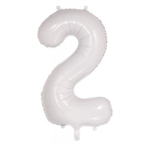 Large Number 2 Balloon - White