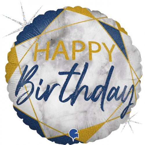Blue and Gold Happy Birthday Balloon / Bouquet