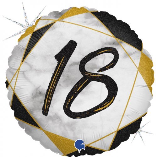 18th Happy Birthday Balloon/Bouquet Black & Gold