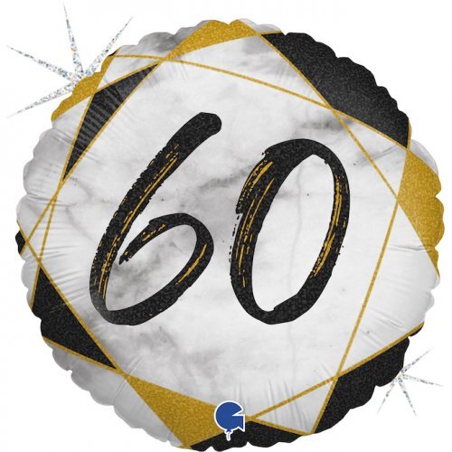 60th Balloon Black & Gold