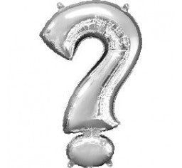 Small Question Mark ? Balloon - 41cm Silver- Air filled only