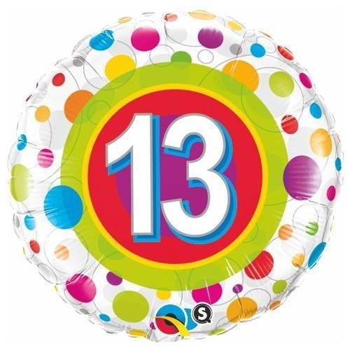 13th Birthday Balloon Multi / Flat - Helium Filled - Bouquet
