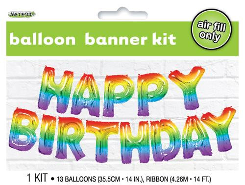 Happy Birthday Balloon Kit Rainbow- Air Filled only