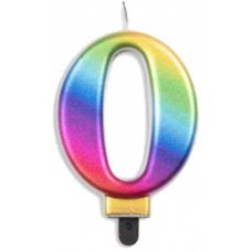 Number 0 Rainbow Candle | Short
