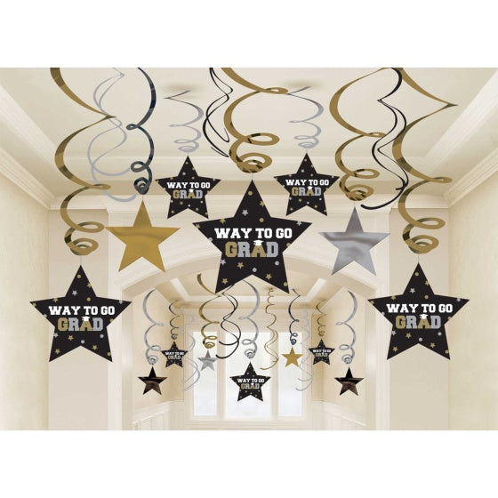 Graduation Swirl Hanging Decorations 30pk