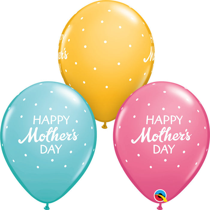 Mother's Day with Hearts Assorted Balloon - Single or Packs - Helium filled or Flat