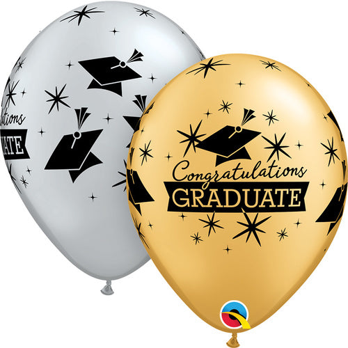 Congrats Graduate Balloons Assorted - Singles or Packs - Helium Filled or Flat