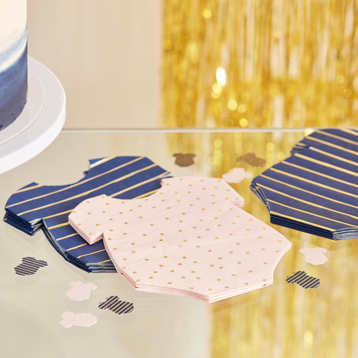 Gender Reveal Napkins | Pink & Navy 16pk