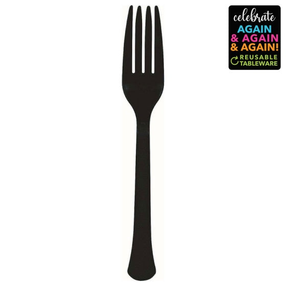 Black Plastic Forks 20pk