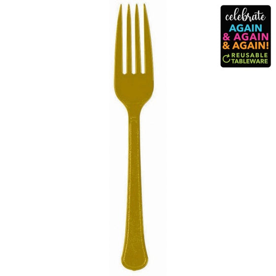 Gold Plastic Forks 20pk