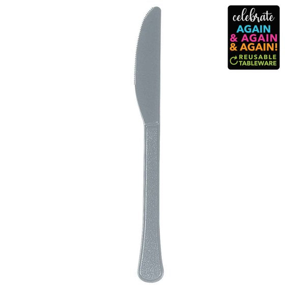 Plastic Knives Silver Pack of 20