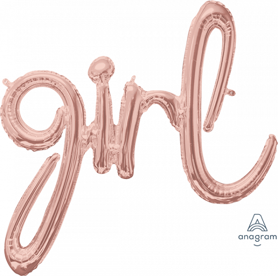 Girl Script Balloon Rose Gold