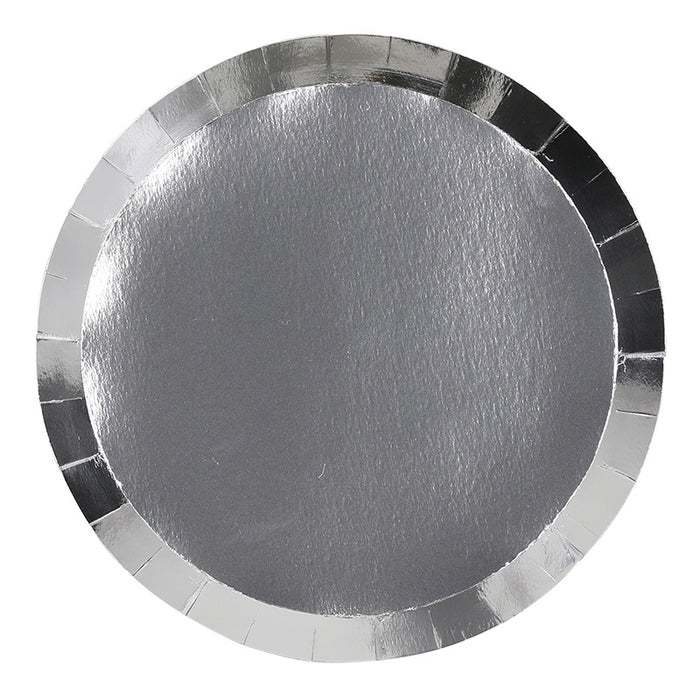Metallic Silver Paper Dinner Plates | 10pk