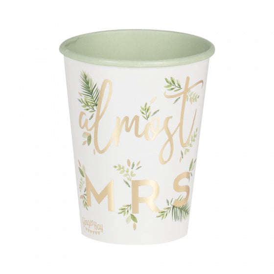Almost Mrs gold foil paper cups 8pk