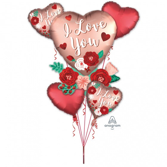 Heart & Flowers I love you Balloon Arrangement