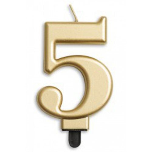 Number 5 Gold Candle | Short