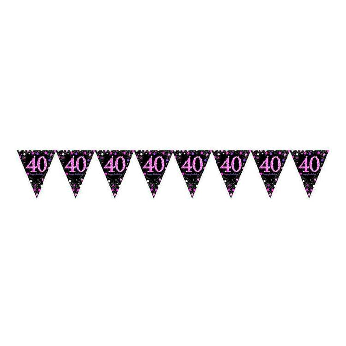 40th Flag Banner Pink & Black