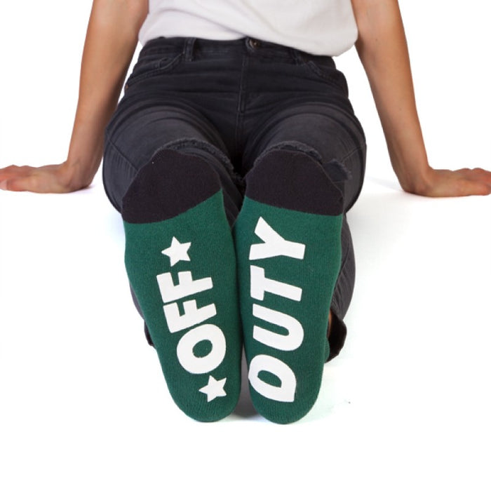 Cool Teach Socks 'OFF DUTY' on the Bottom