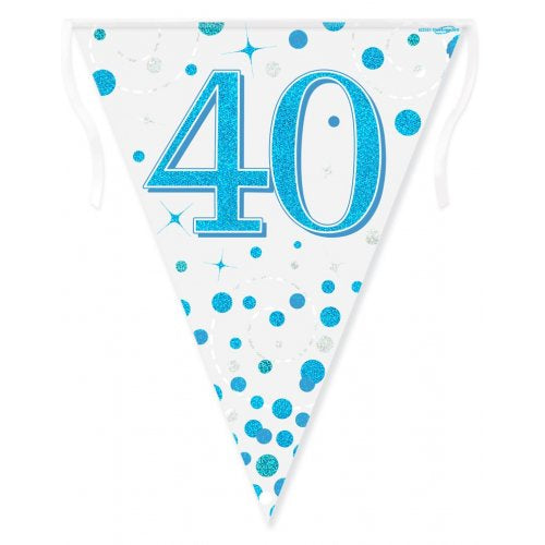 Blue & White 40th Birthday Bunting
