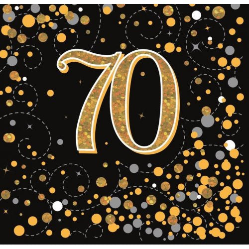 70th Napkins | Black & Gold