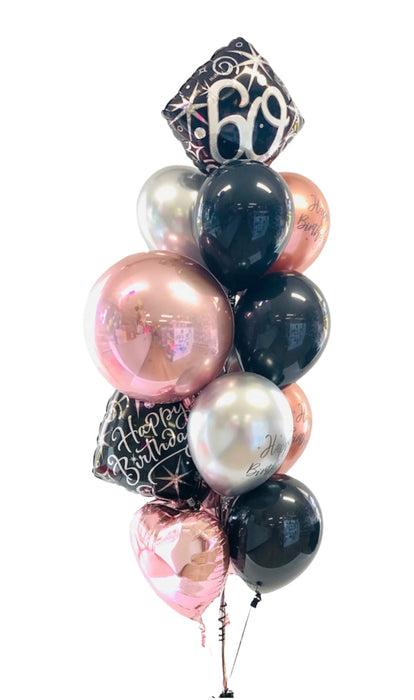 Balloon Bouquet - Rose Gold, Silver & Black