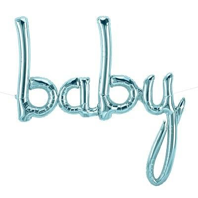 Baby Balloon Blue Script - Air Fill Only