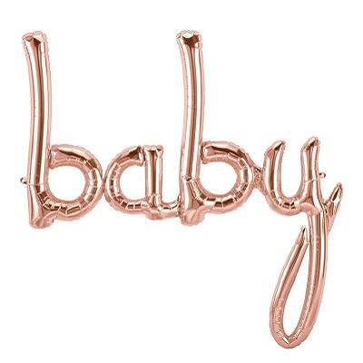 Baby Balloon Rose Gold Script - Air Fill Only