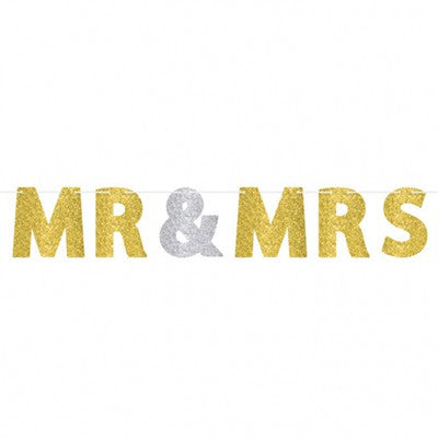 Mr & Mrs Banner Gold & Silver Glitter