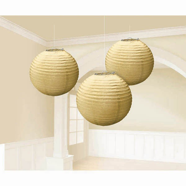 Gold Lanterns Round Paper Pack of 3