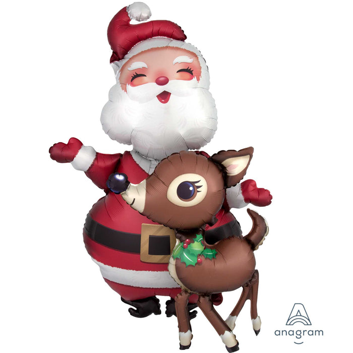 Santa  & Reindeer Balloon | Airwalker | Helium Filled