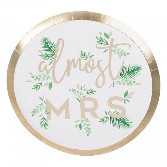Almost Mrs Gold Foiled Paper Plates |8pk
