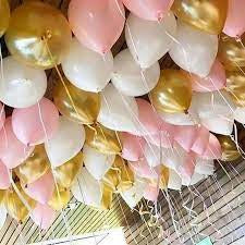 Ceiling Balloons - Pale Pink Metallic Gold & White