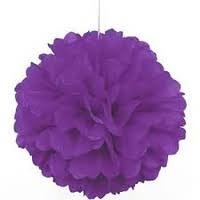 Tissue  Paper Puff Ball | Neon Purple | 40cm