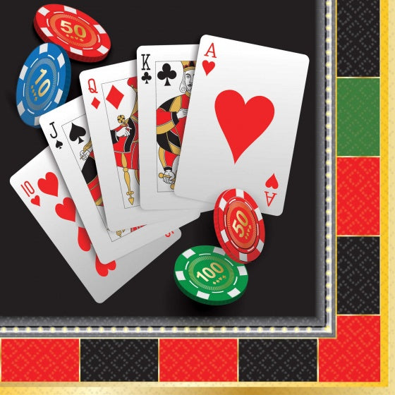 Casino Theme Napkins - Roll the dice Pk16