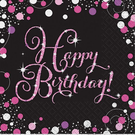 Happy Birthday Napkins | Pink & Black